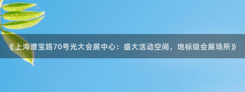 下载果博博东方下载：《上海漕宝路70号光大会展中心：盛大活动空间，地标级会展场所》
